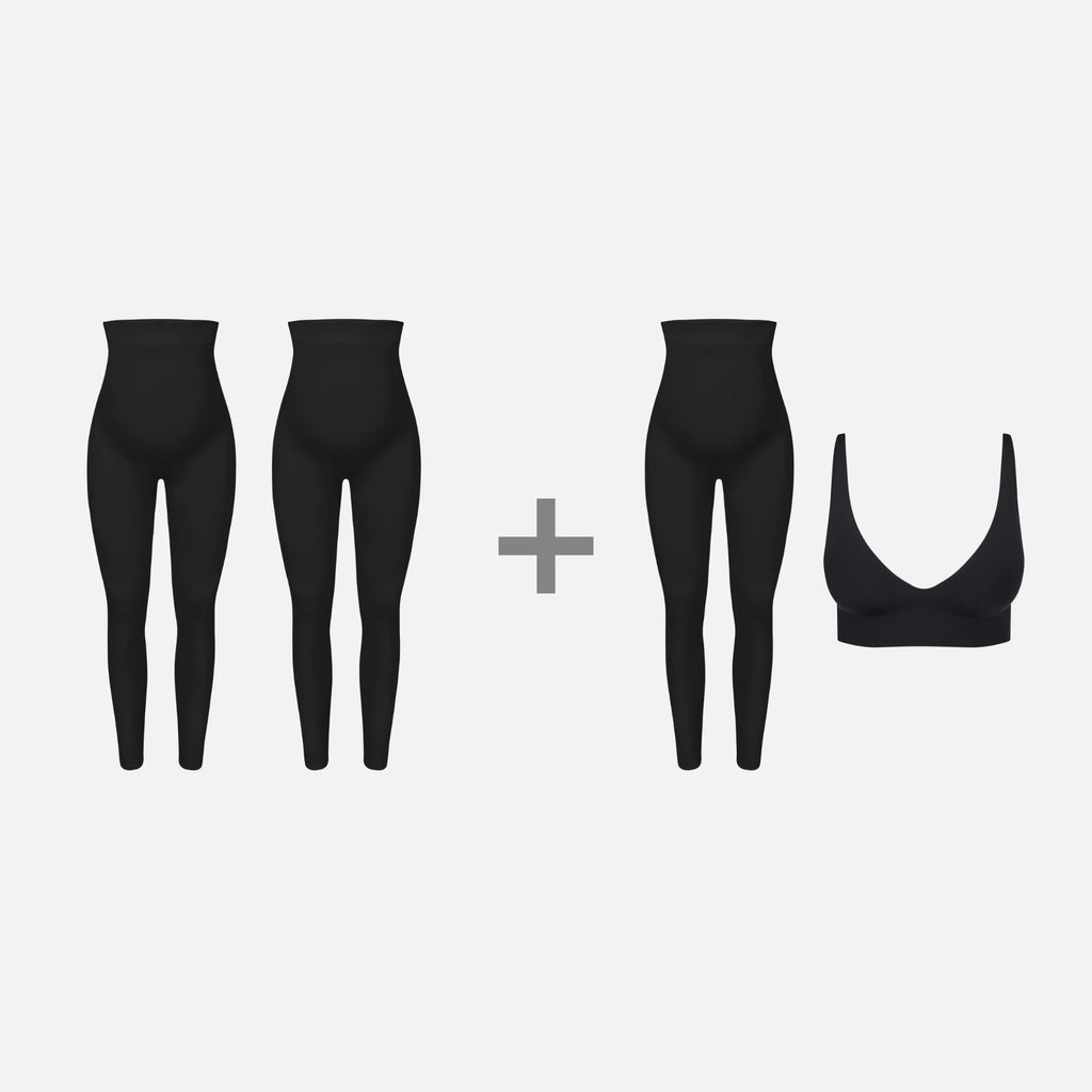 L'Ensemble Grossesse Trio NAVEA — trois leggings de grossesse et un soutien-gorge Confort