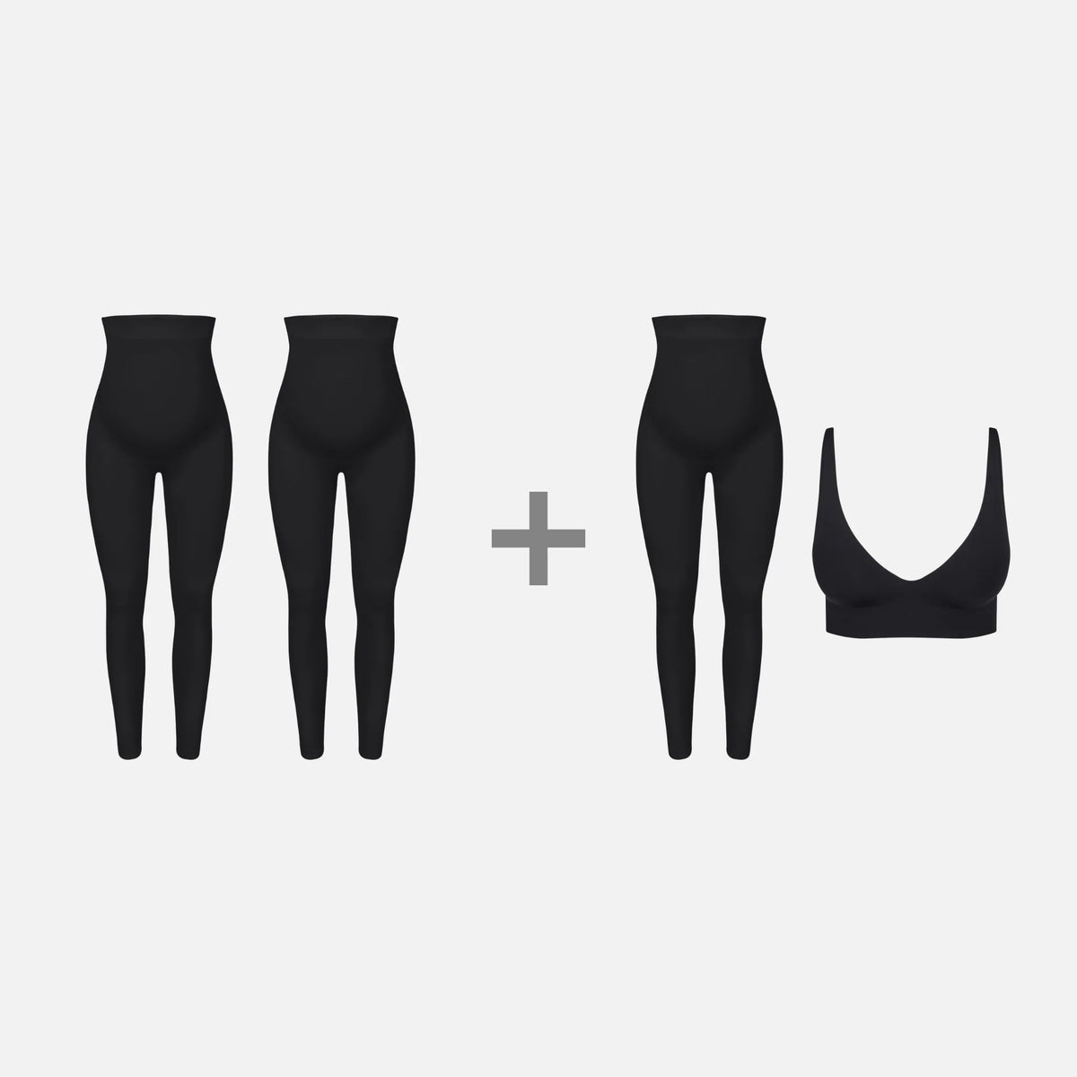 L'Ensemble Grossesse Trio NAVEA — trois leggings de grossesse et un soutien-gorge Confort