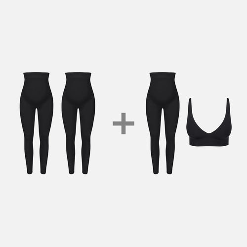 L'Ensemble Grossesse Trio NAVEA — trois leggings de grossesse et un soutien-gorge Confort